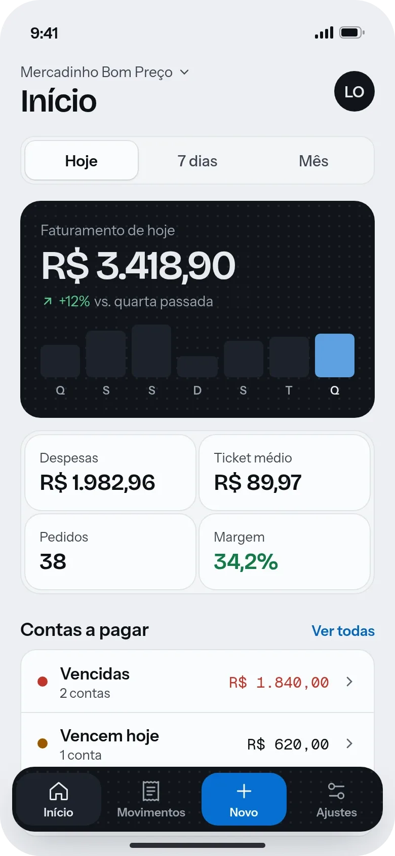 Tela inicial do app do Protos no celular